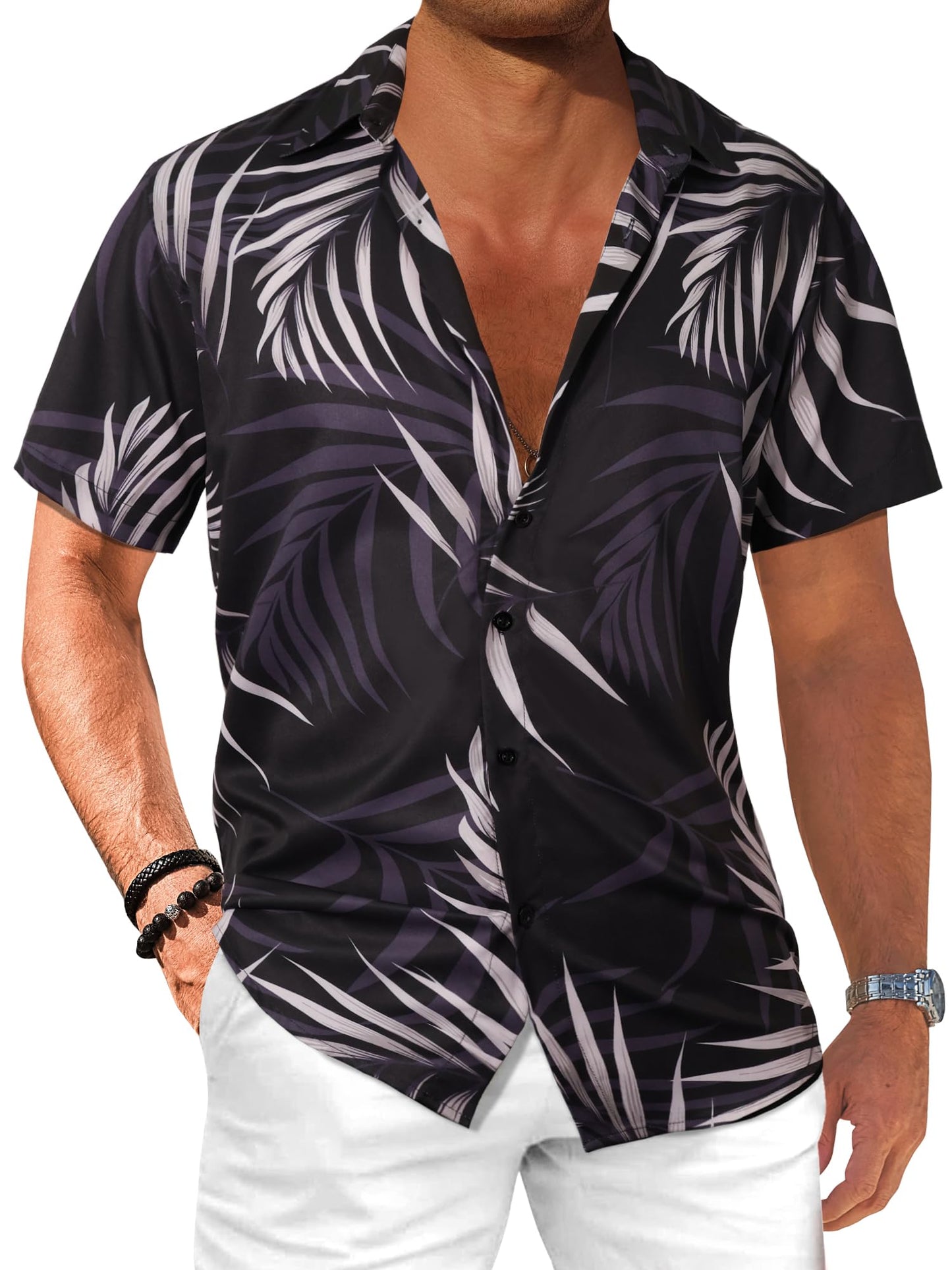 Comdecevis Men's Hawaiian Floral Shirts Short Sleeve Button Down Tropical Summer Beach Shirts - Hawaiian Flair