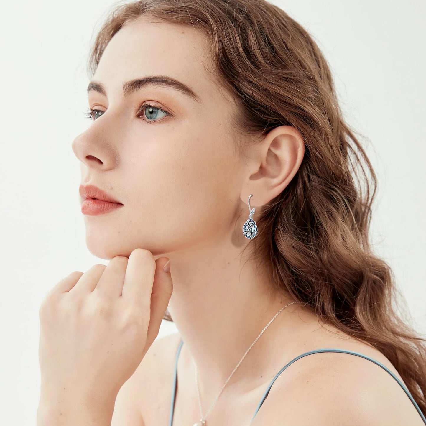 Moonstone Earrings 925 Sterling Silver Flower Teardrop Leverback Dangle Earrings Jewelry Gifts for Women Girls - Hawaiian Flair