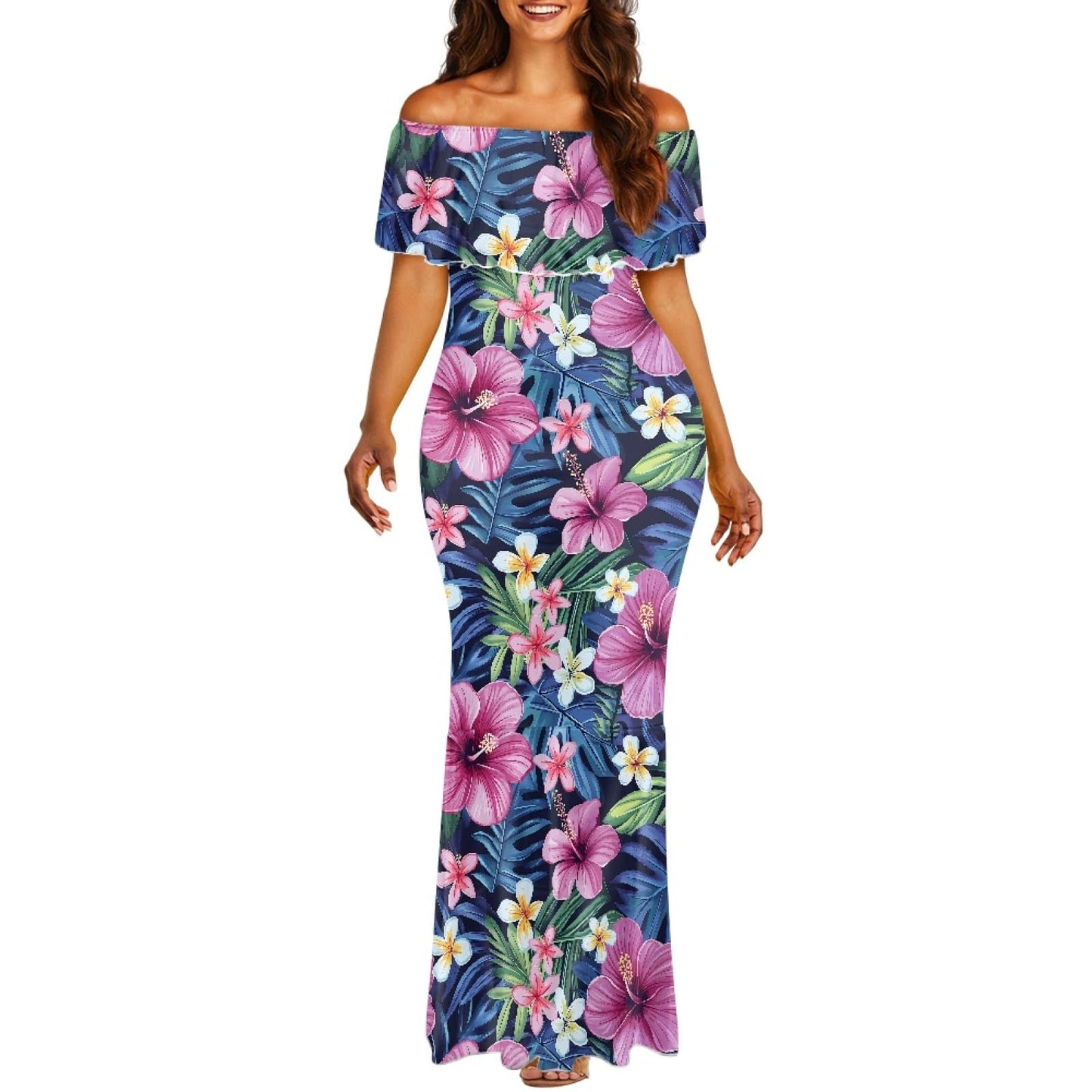 Polynesian Dresses for Women Off Shoulder Maxi Dress Puletasi Samoan Dresses S-7XL - Hawaiian Flair