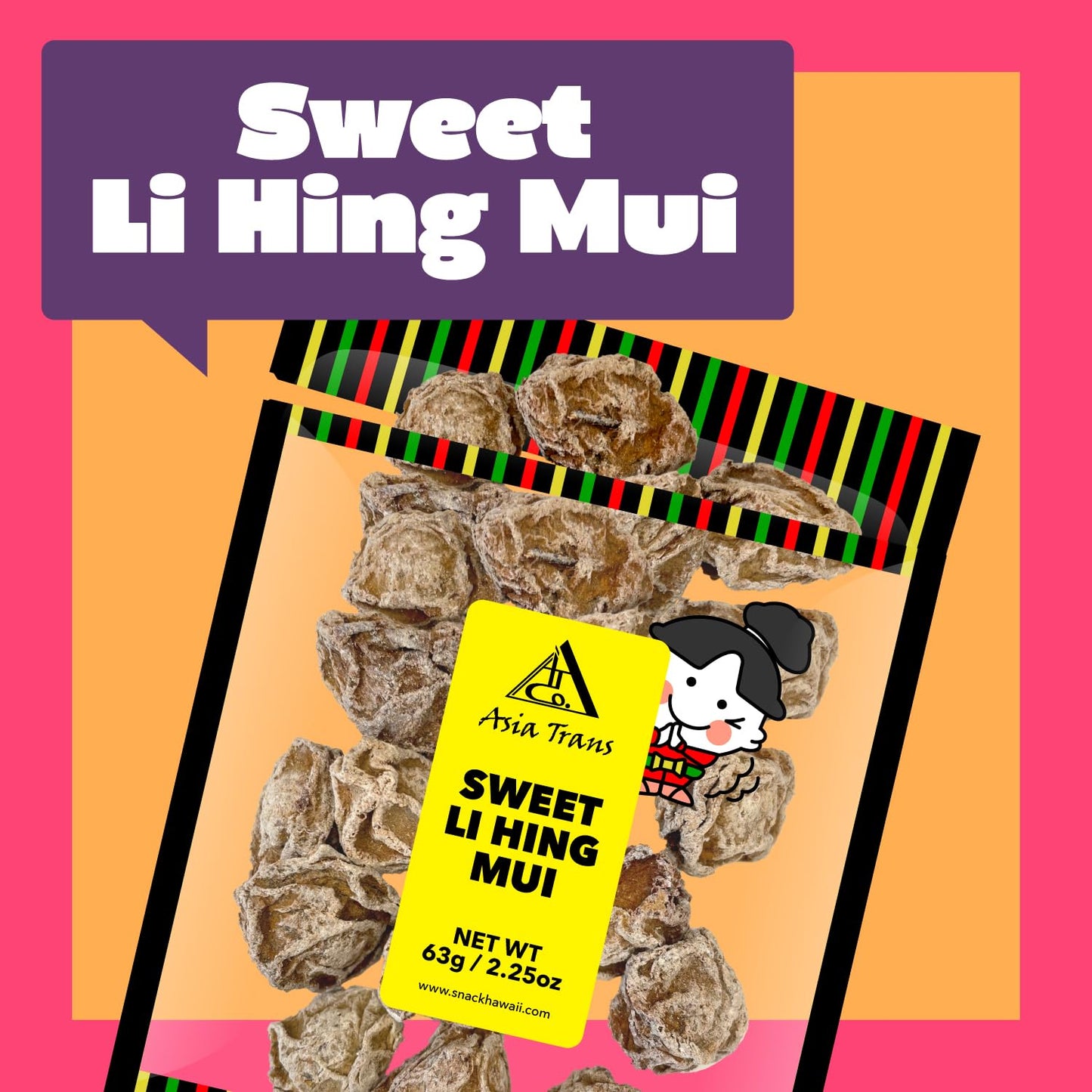 Sweet Seedless Li Hing Mui Crack Seed Plums | Hawaiian Favorite | Naturally Sweet Dried Asian Plum Candy | 1.25 Ounce - Hawaiian Flair