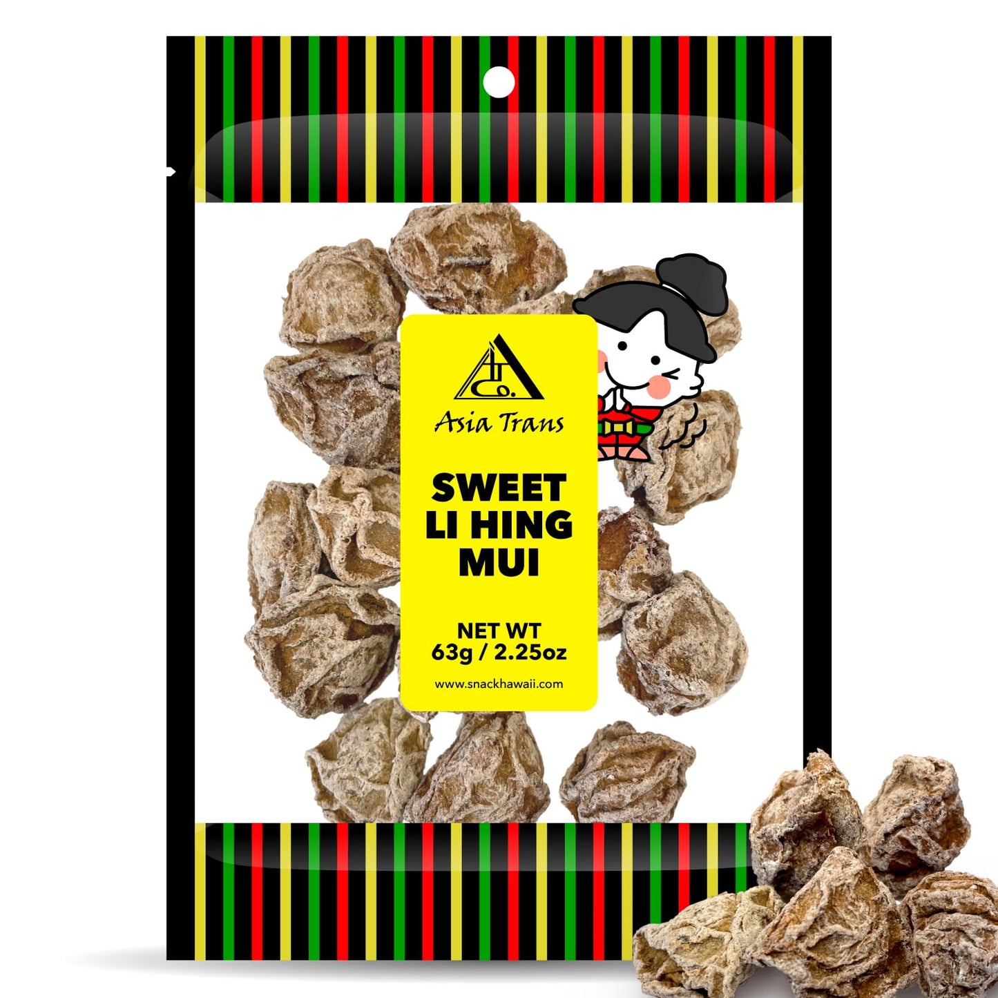 Sweet Seedless Li Hing Mui Crack Seed Plums | Hawaiian Favorite | Naturally Sweet Dried Asian Plum Candy | 1.25 Ounce - Hawaiian Flair