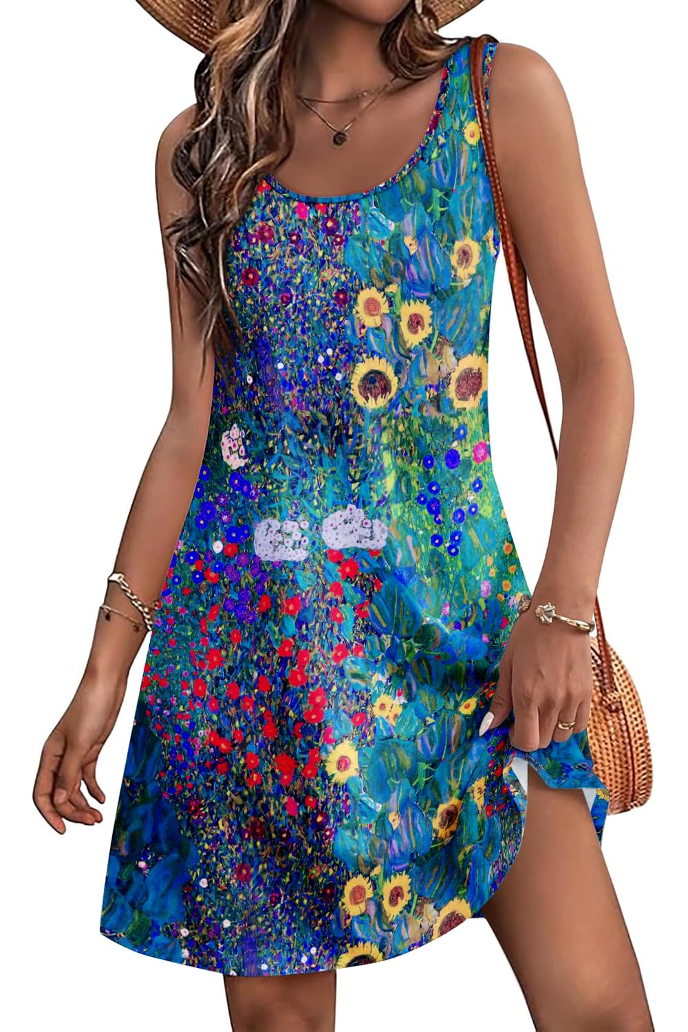 Women's Summer Dress 2025 Sleeveless Floral Boho Sundress Swimsuit Coverup Casual Loose Beach Vacation Tank Dresses - Hawaiian Flair