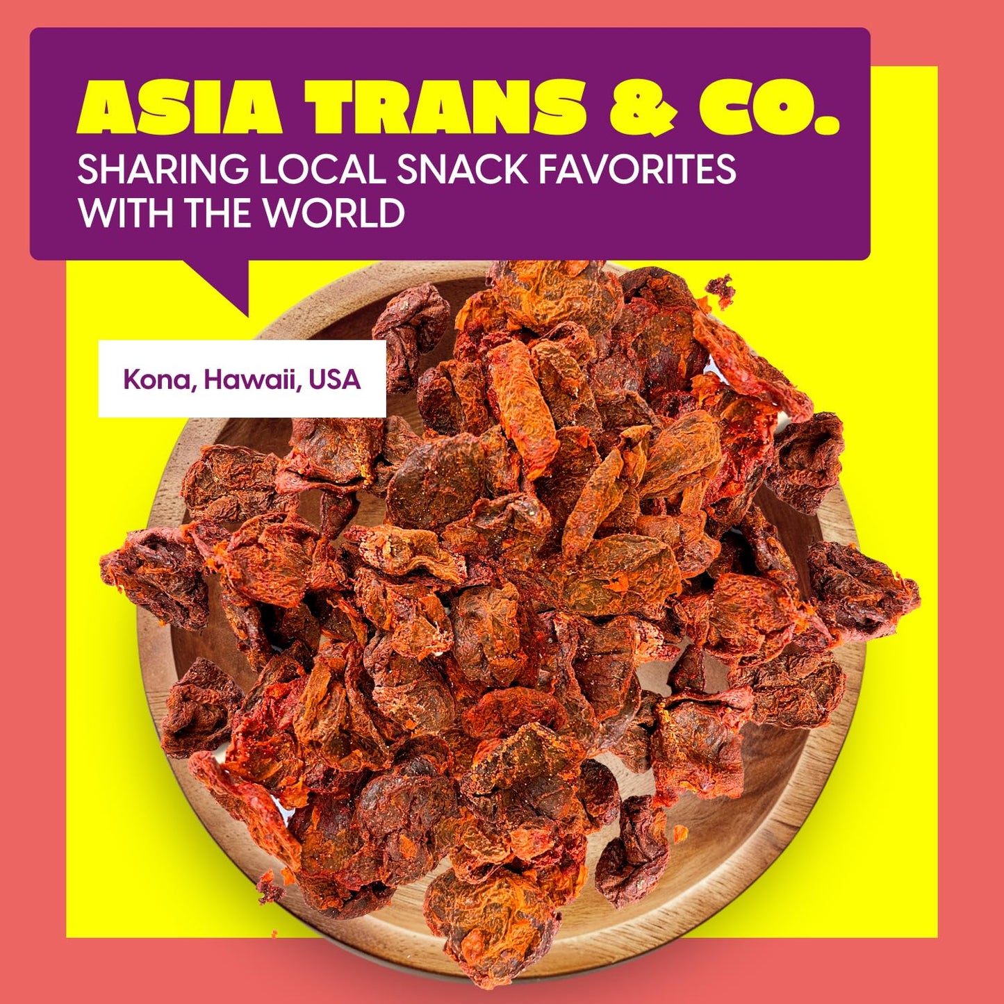 Asia Trans Seeded Red Li Hing Mui Crack Seed Plums - Hawaiian Favorite - Sweet, Sour, & Salty Dried Asian Plum - Hawaiian Flair