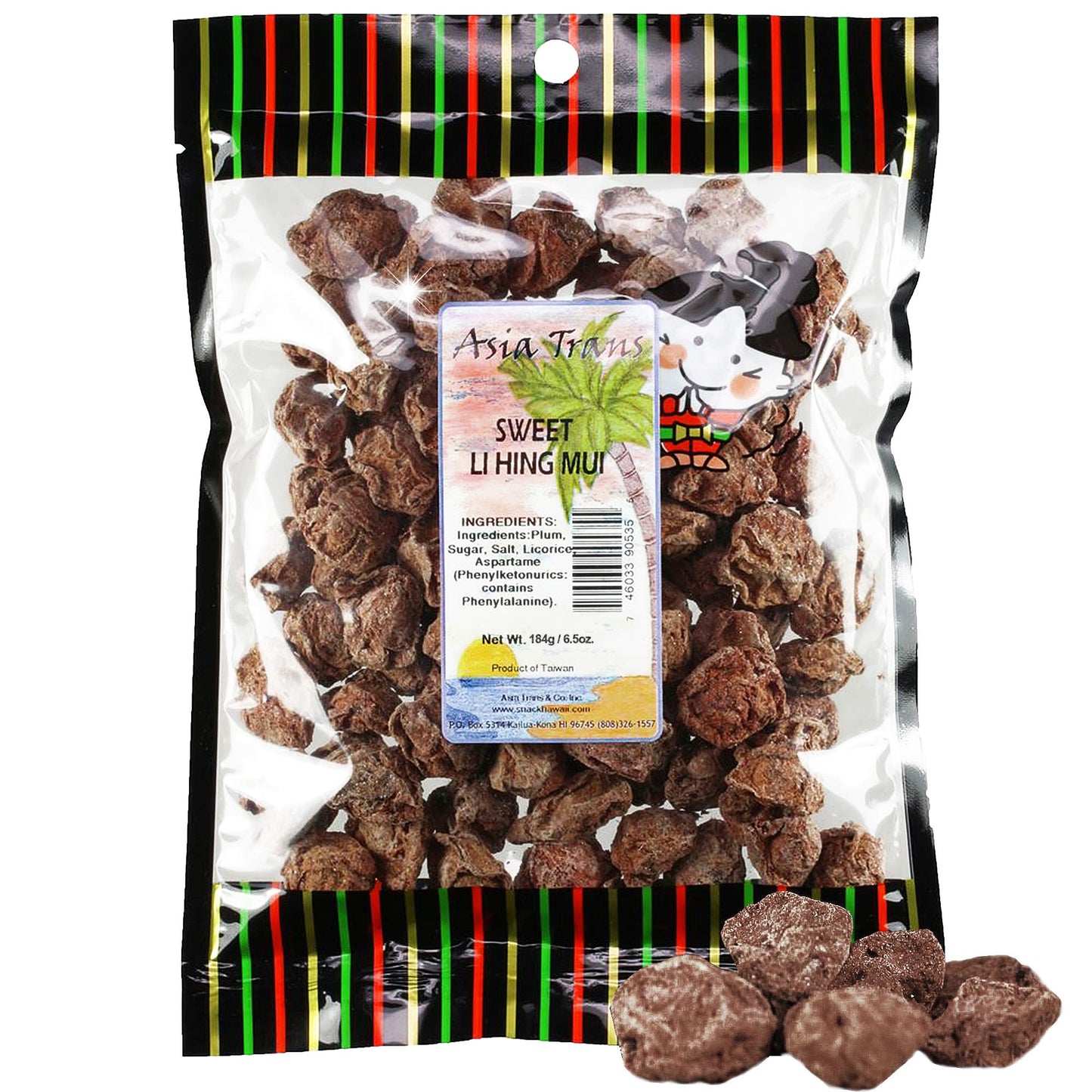Asia Trans Seeded Red Li Hing Mui Crack Seed Plums - Hawaiian Favorite - Sweet, Sour, & Salty Dried Asian Plum - Hawaiian Flair