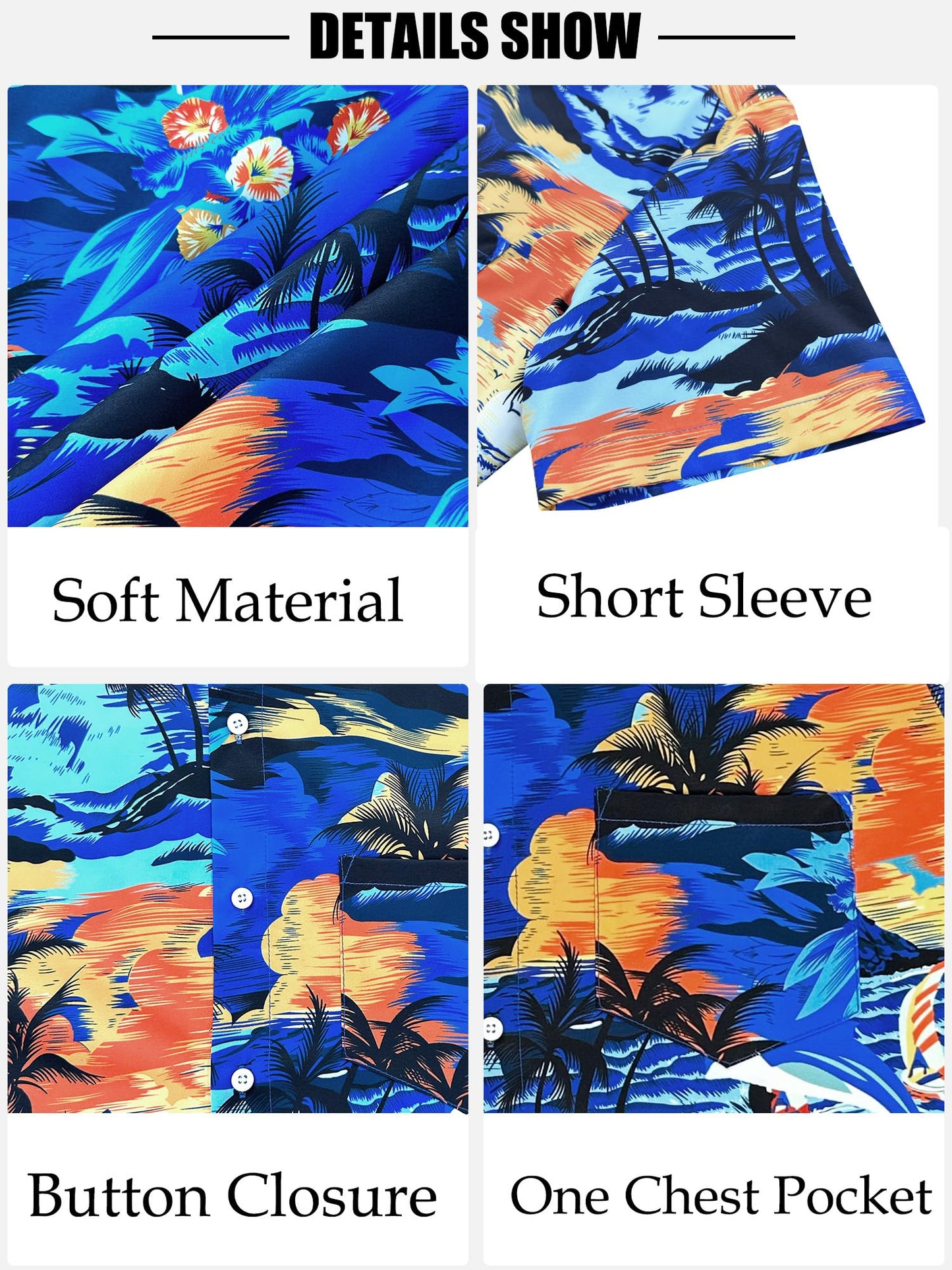 Comdecevis Men's Hawaiian Floral Shirts Short Sleeve Button Down Tropical Summer Beach Shirts - Hawaiian Flair