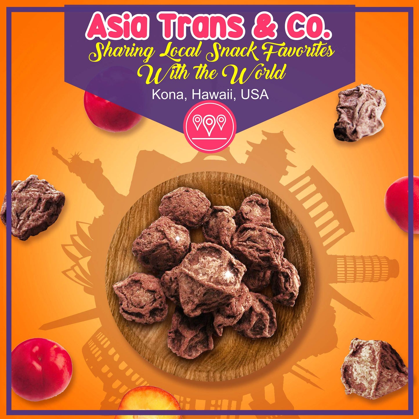 Asia Trans Seeded Red Li Hing Mui Crack Seed Plums - Hawaiian Favorite - Sweet, Sour, & Salty Dried Asian Plum - Hawaiian Flair
