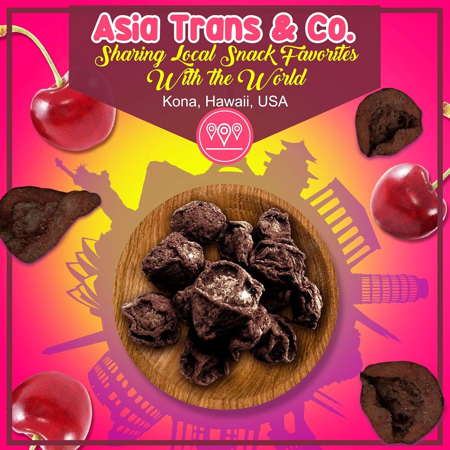 Asia Trans Seedless Li Hing Mui Cherry | Hawaiian Favorite | Naturally Sweet Dried Fruit Candy with Asian Plum Powder - Hawaiian Flair