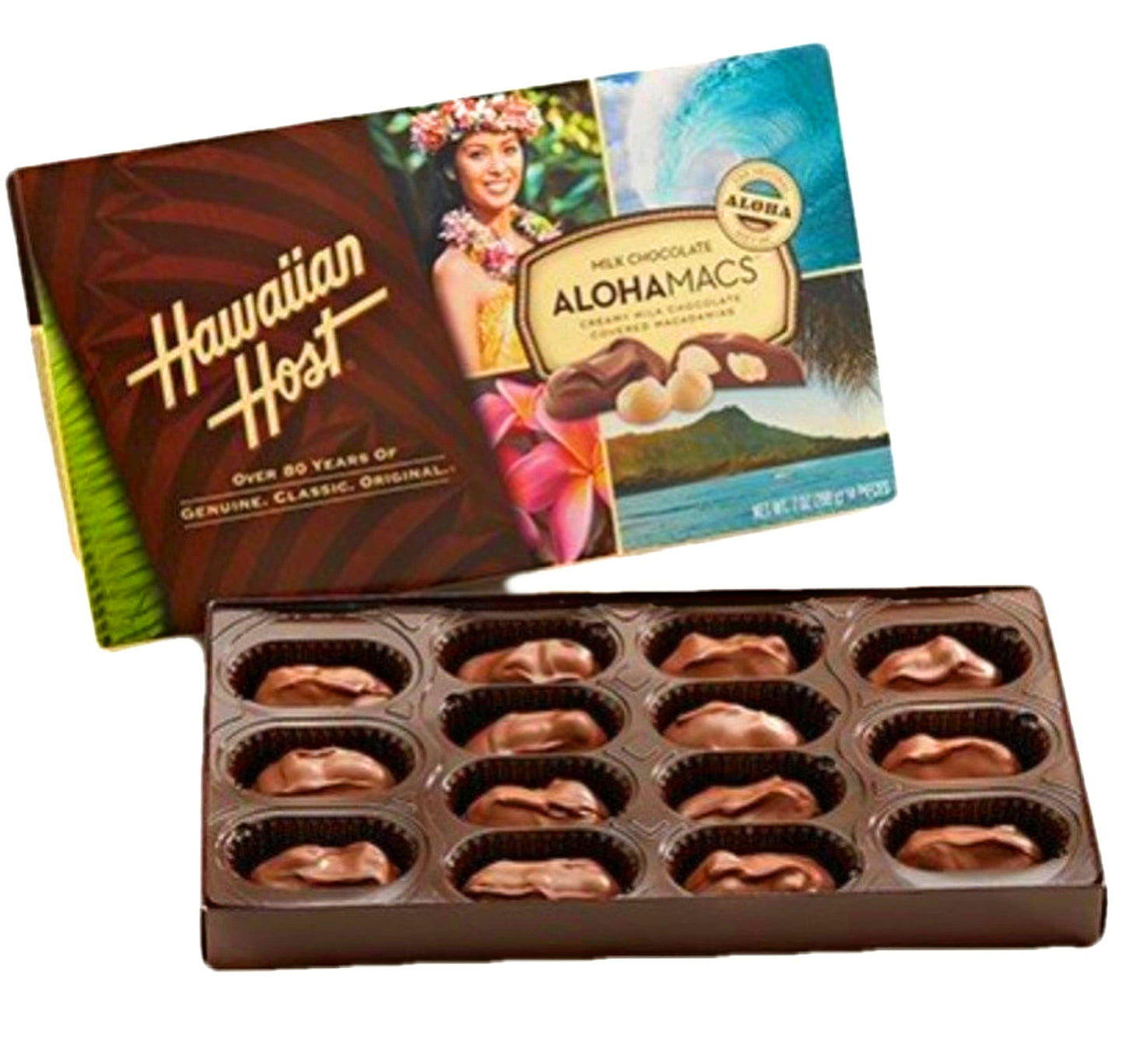 Hawaiian Host Aloha Macs Milk Chocolate Macadamia Nuts (6 ounce box, 12 pieces) (1 Box)