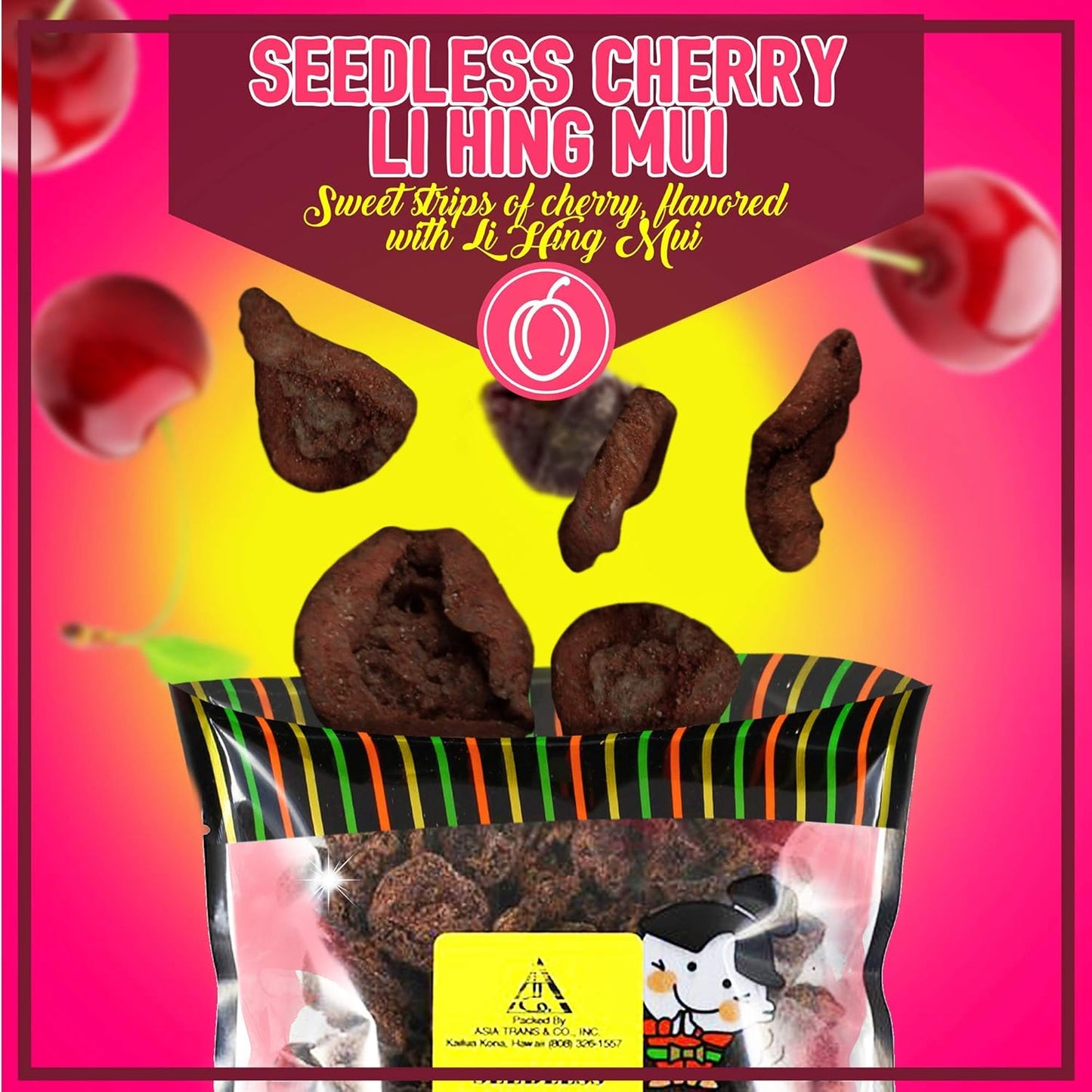 Asia Trans Seedless Li Hing Mui Cherry | Hawaiian Favorite | Naturally Sweet Dried Fruit Candy with Asian Plum Powder - Hawaiian Flair