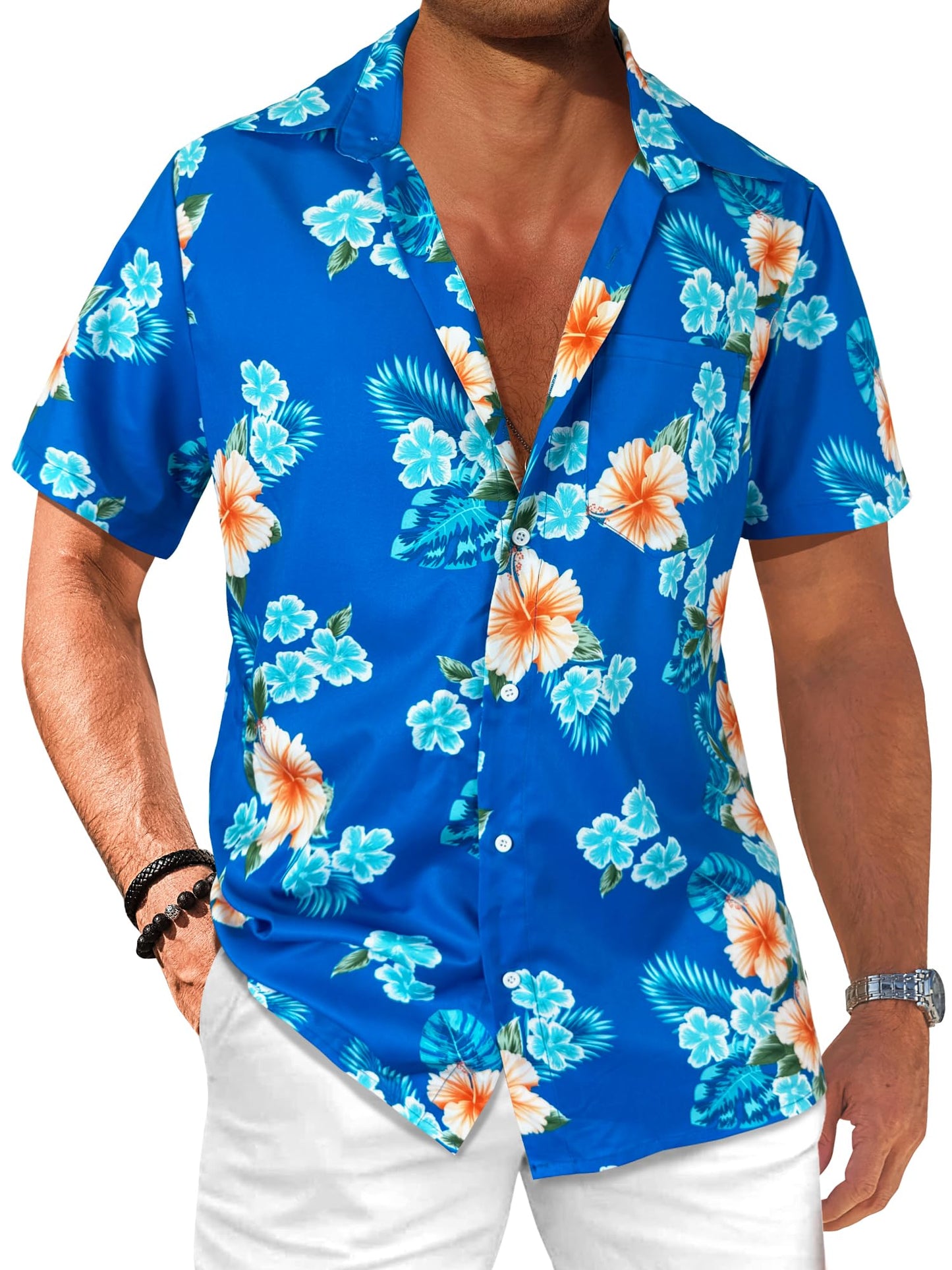 Comdecevis Men's Hawaiian Floral Shirts Short Sleeve Button Down Tropical Summer Beach Shirts - Hawaiian Flair