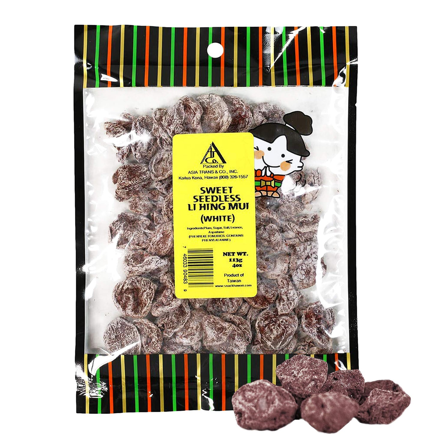 Asia Trans Seeded Red Li Hing Mui Crack Seed Plums - Hawaiian Favorite - Sweet, Sour, & Salty Dried Asian Plum - Hawaiian Flair