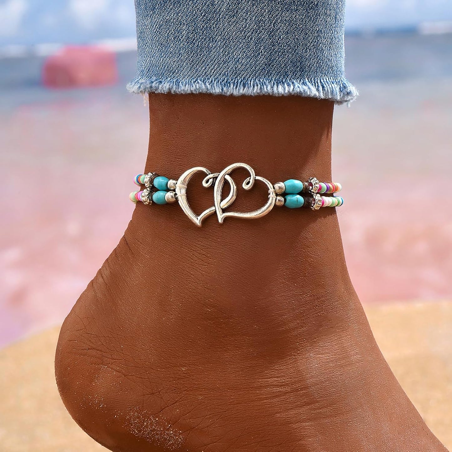 Shell Ankle Bracelet Set for Women, 14K Gold Boho Bead Adjustable Anklet, Hawaiian Beach Seashell Pearl Heart Starfish Conch Foot Jewelry Gifts - Hawaiian Flair