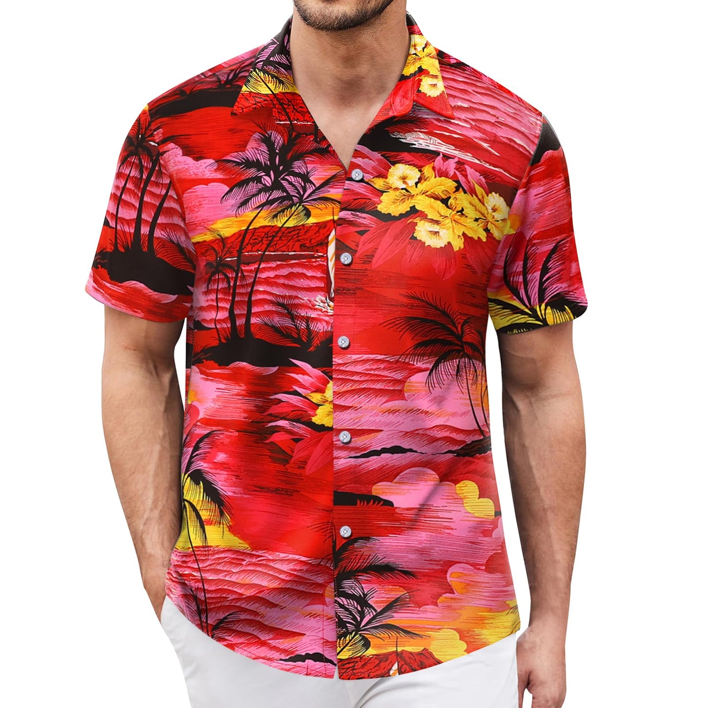 Hawaiian Shirt for Men Sleeves Printed Casual Button Down Summer Beach Dress Shirts - Hawaiian Flair