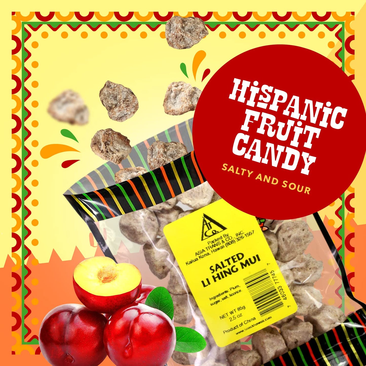 Sweet Seedless Li Hing Mui Crack Seed Plums | Hawaiian Favorite | Naturally Sweet Dried Asian Plum Candy | 1.25 Ounce - Hawaiian Flair