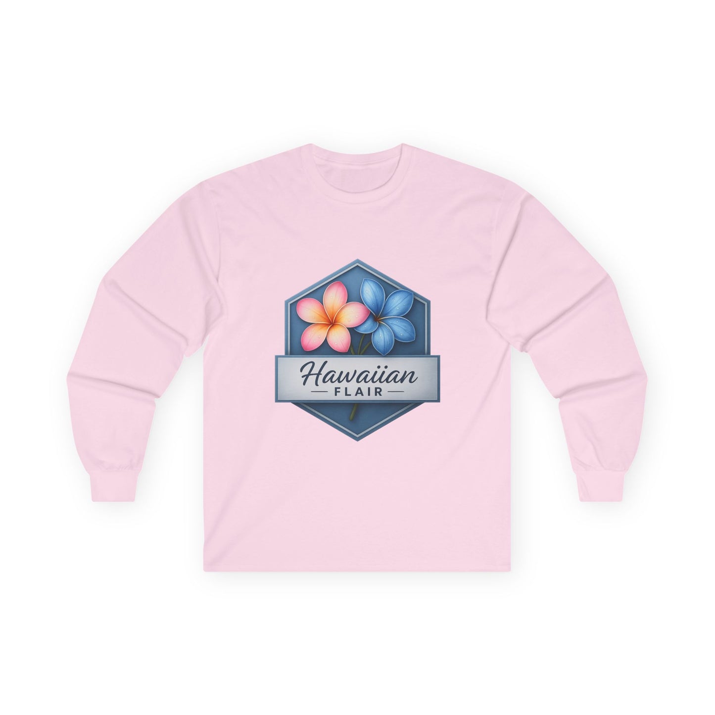 Hawaiian Flair Floral Long Sleeve Tee - Unisex Beach Vacation Shirt - Hawaiian Flair