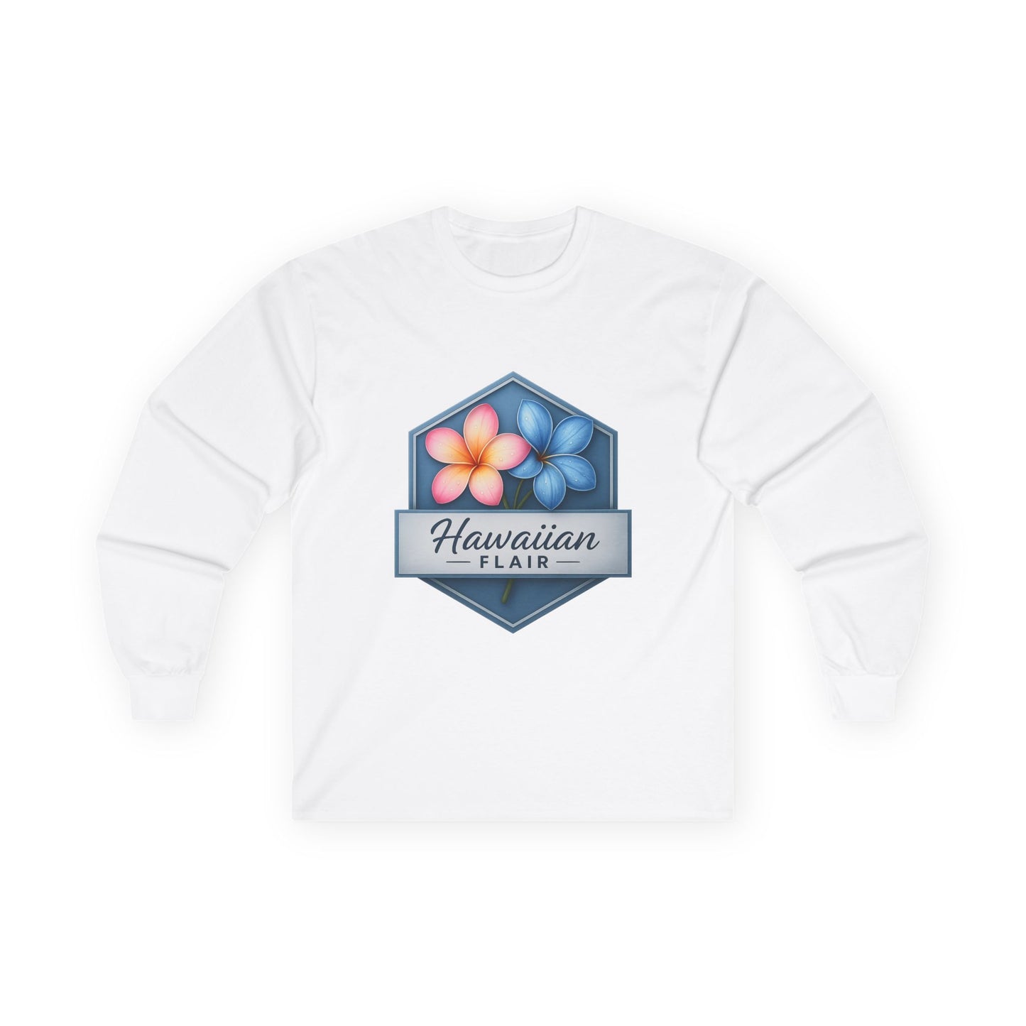Hawaiian Flair Floral Long Sleeve Tee - Unisex Beach Vacation Shirt - Hawaiian Flair