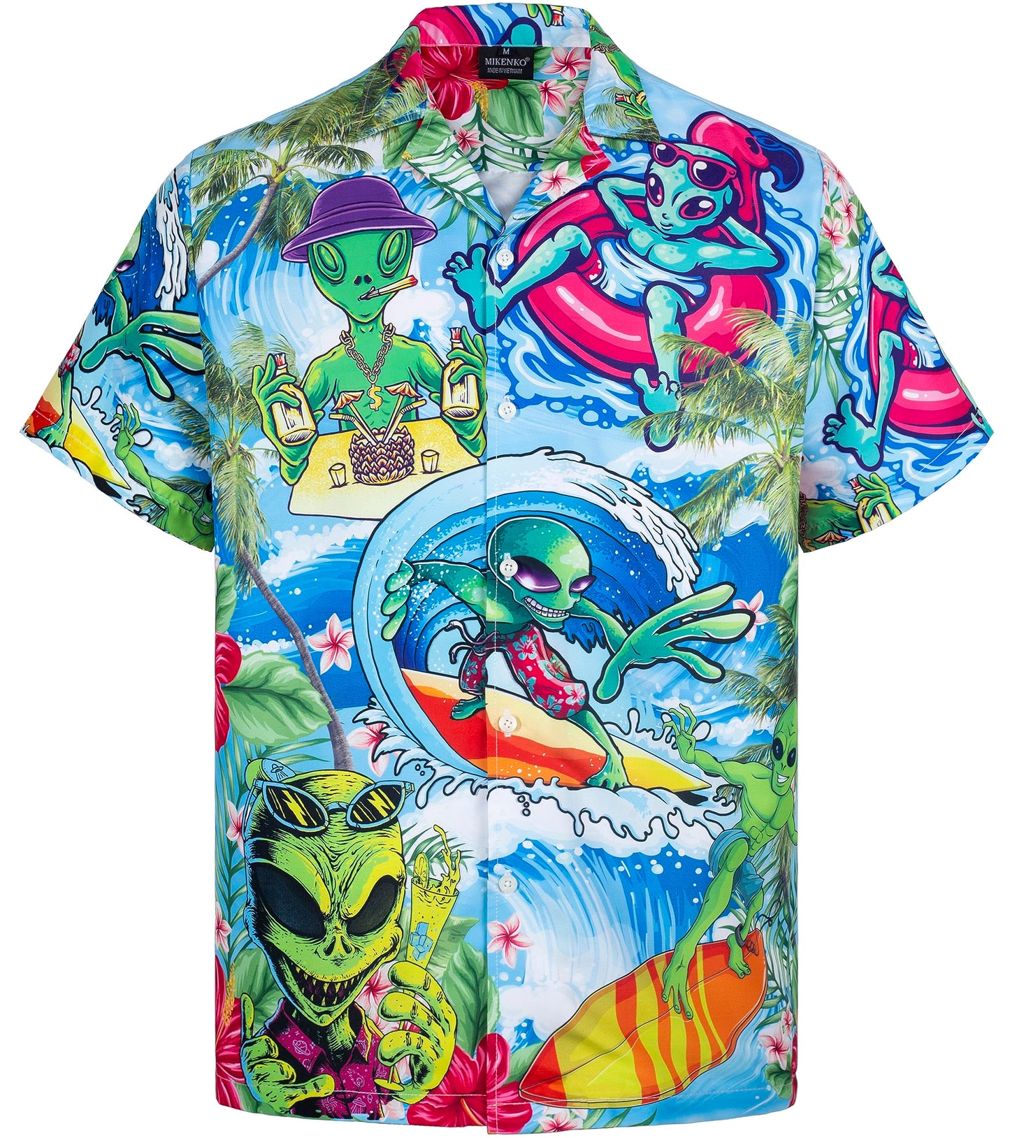 MIKENKO 80s 90s Hawaiian Shirt for Men Funny Button Down Shirt Big and Tall Short Sleeves Button Up Shirts for Men Women - Hawaiian Flair