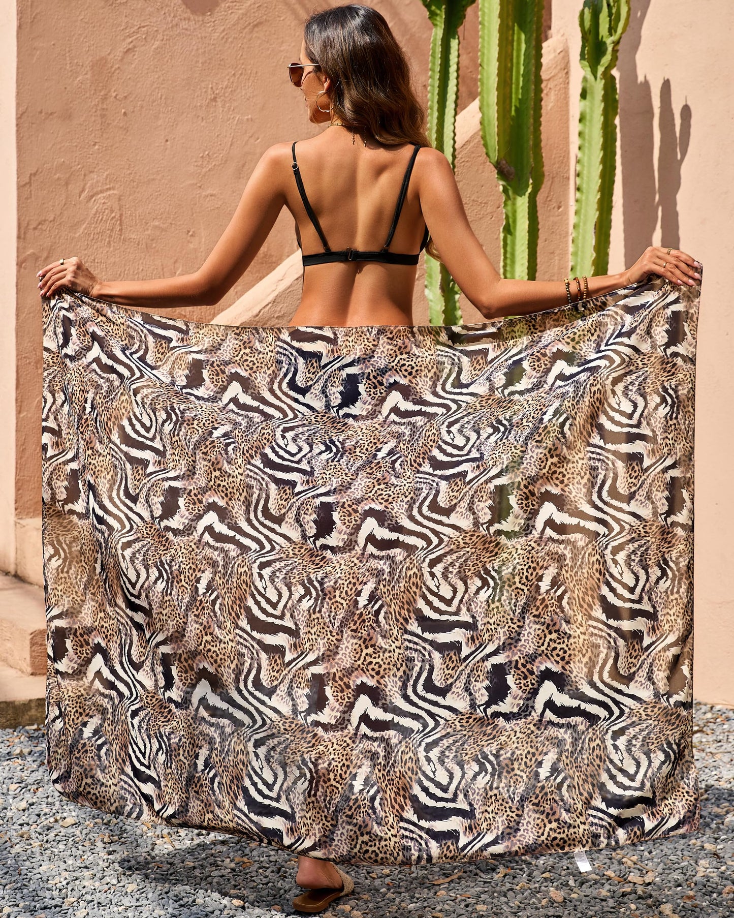 Eicolorte Womens Beach Cover Up Chiffon Sheer Bikini Beach Swimsuit Coverup Sarong Pareo Wraps for Women