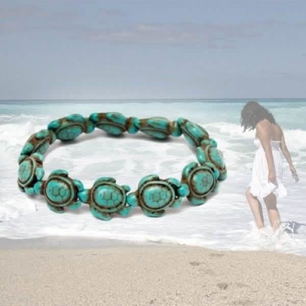 Handmade Turquoise Hawaiian Sea Turtles Bracelet - Turquoise - Hawaiian Flair