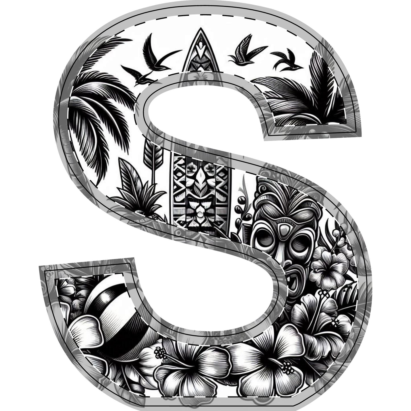 Tropical-Themed Wood Decor with Surfboard & Star Design - Hawaiian Flair