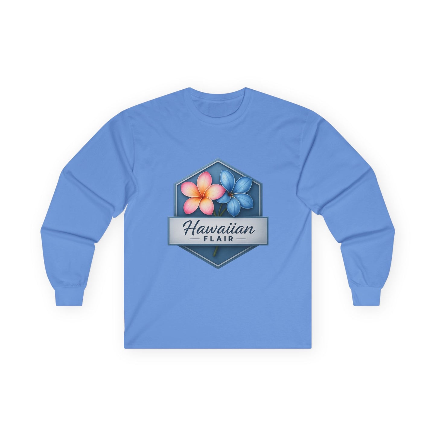 Hawaiian Flair Floral Long Sleeve Tee - Unisex Beach Vacation Shirt - Hawaiian Flair