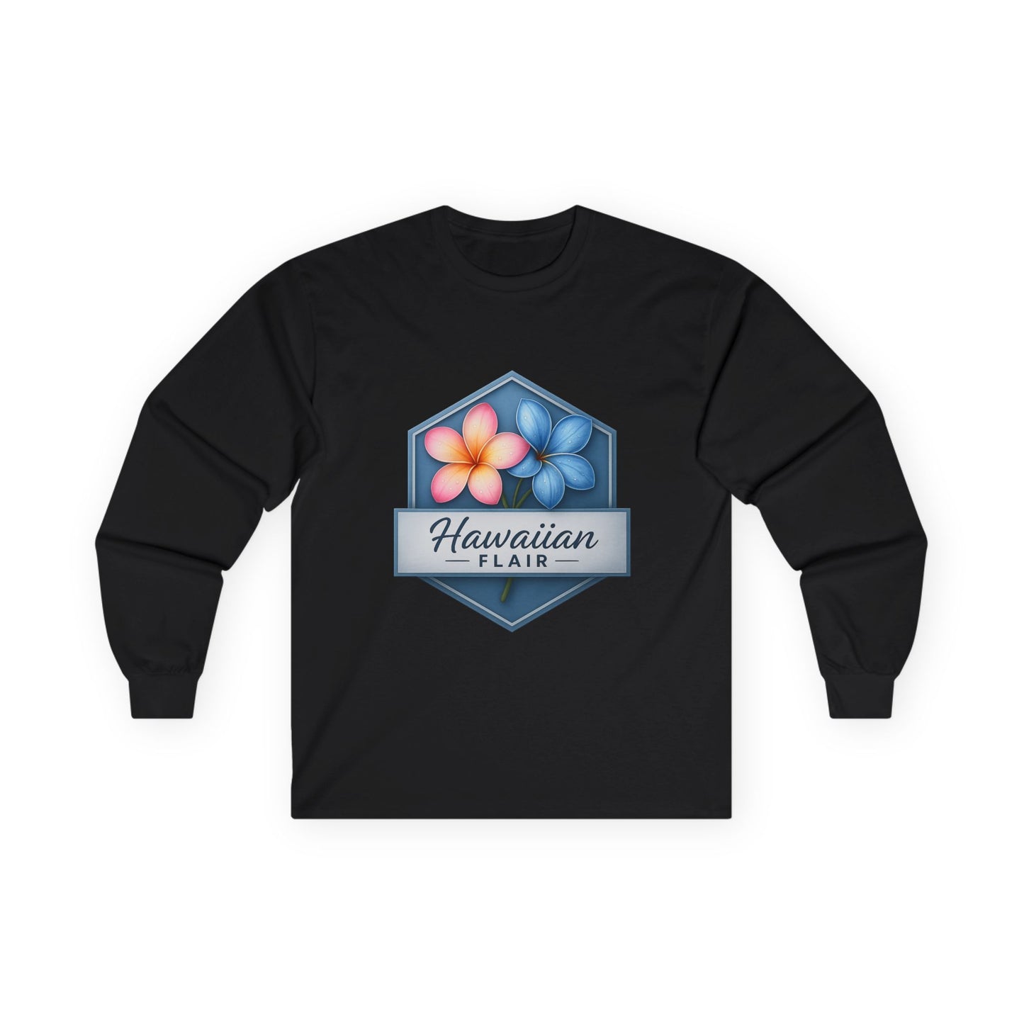 Hawaiian Flair Floral Long Sleeve Tee - Unisex Beach Vacation Shirt - Hawaiian Flair