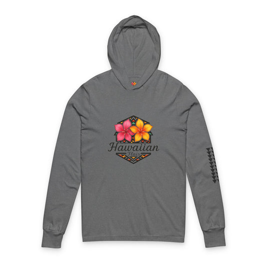 Hawaiian Floral Unisex Hooded Long Sleeve Tee, Beachwear, Casual Summer Essentials, Gift for Travelers, Tropical Vibe Clothing - Hawaiian Flair