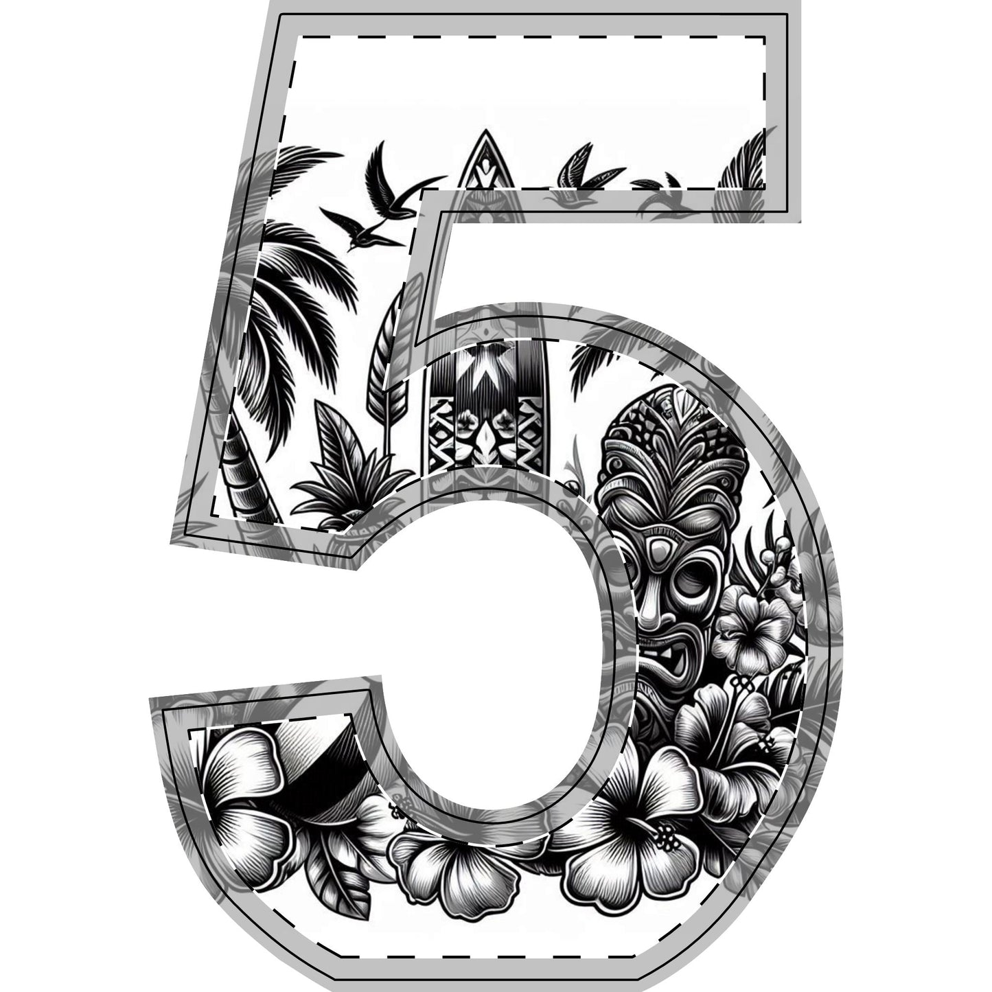 Tropical-Themed Wood Decor with Surfboard & Star Design - Hawaiian Flair