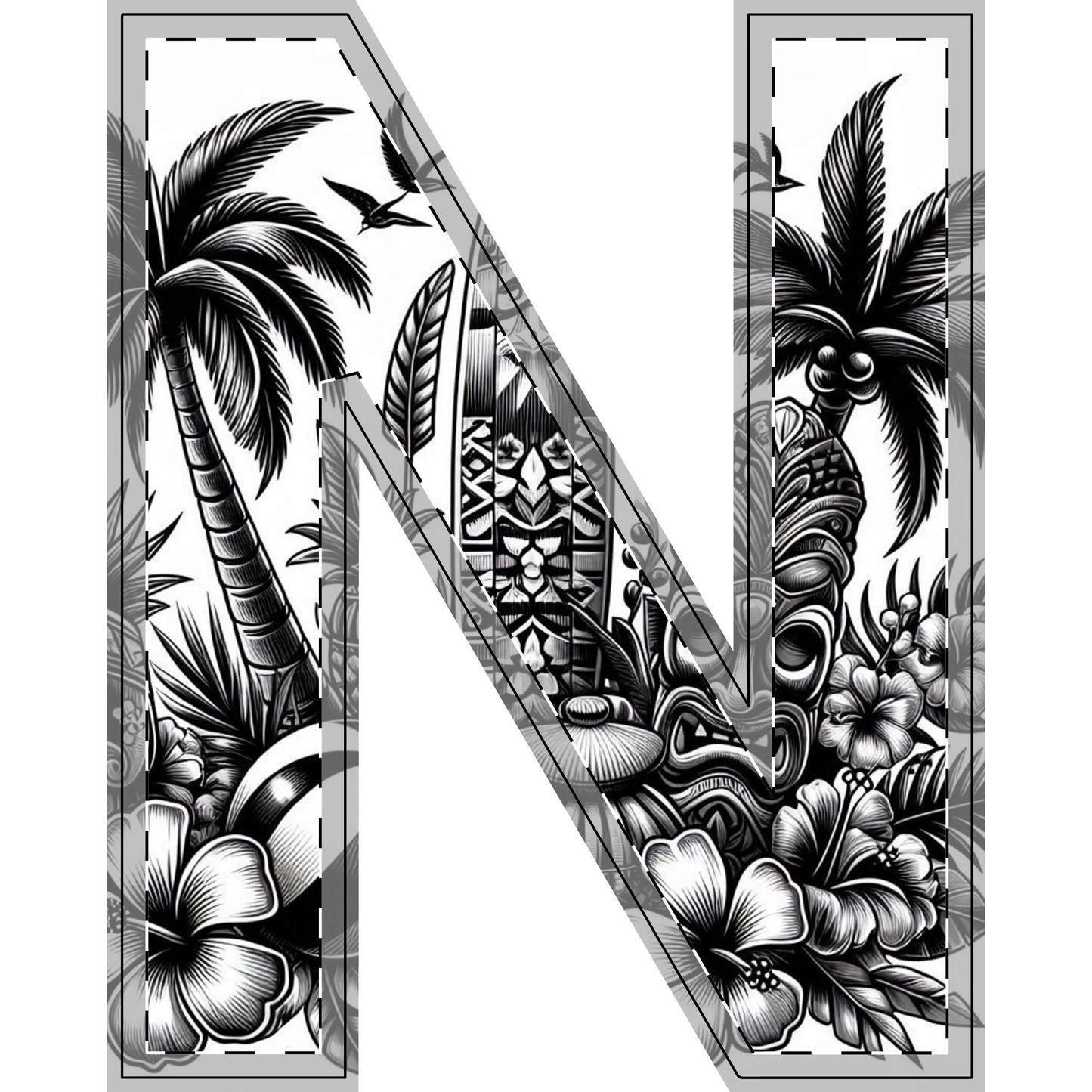 Tropical-Themed Wood Decor with Surfboard & Star Design - Hawaiian Flair