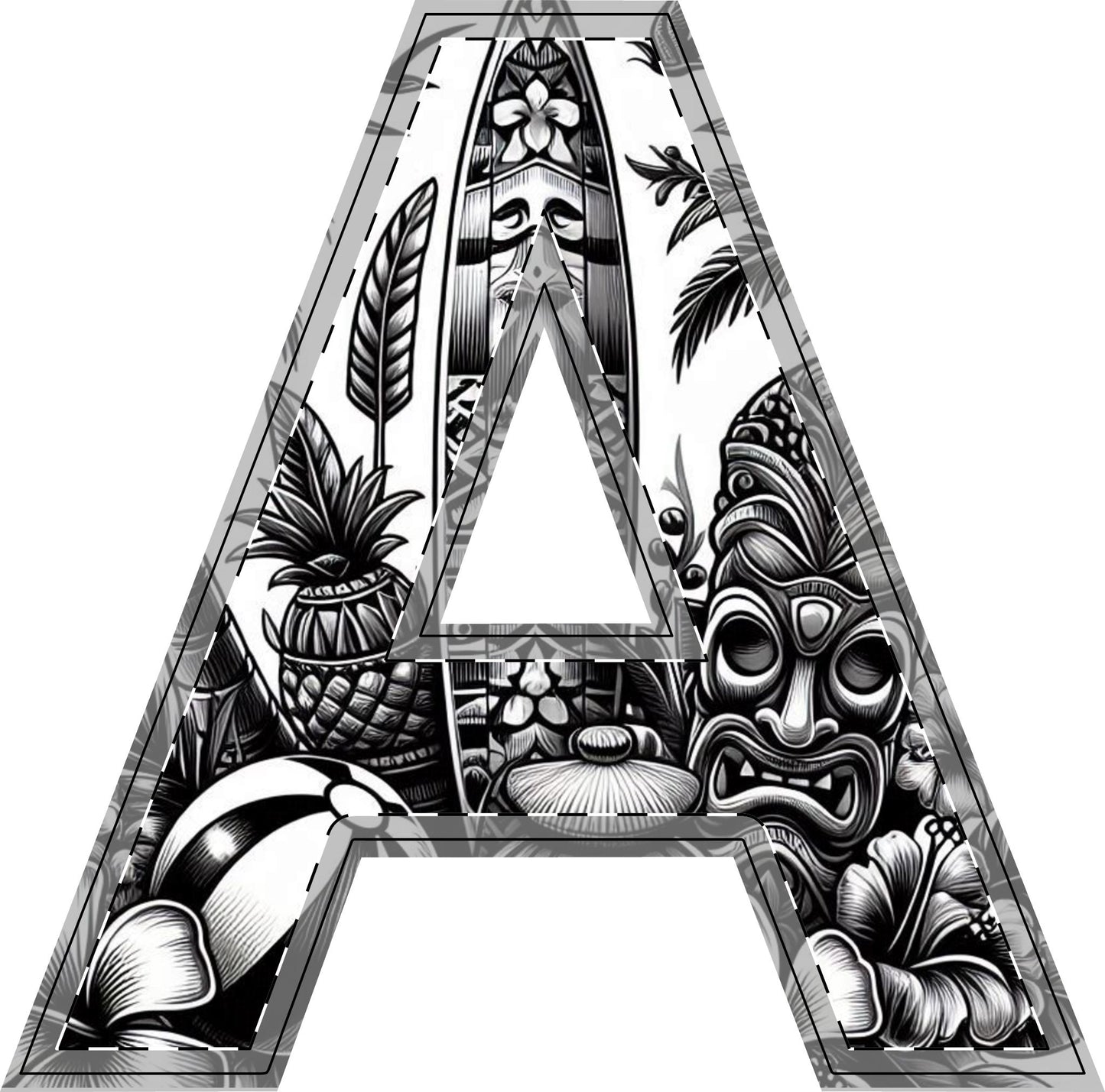 Tropical-Themed Wood Decor with Surfboard & Star Design - Hawaiian Flair