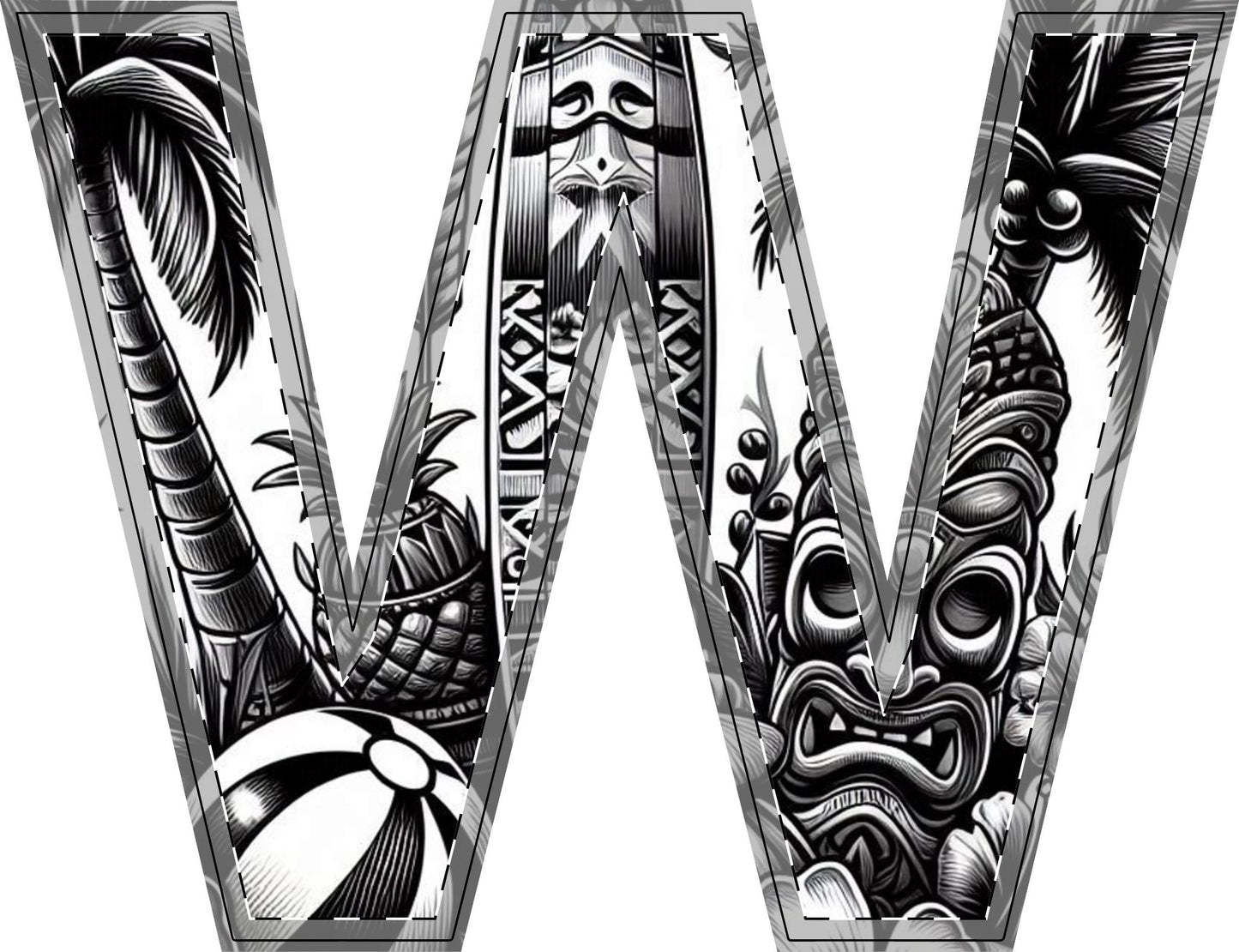 Tropical-Themed Wood Decor with Surfboard & Star Design - Hawaiian Flair