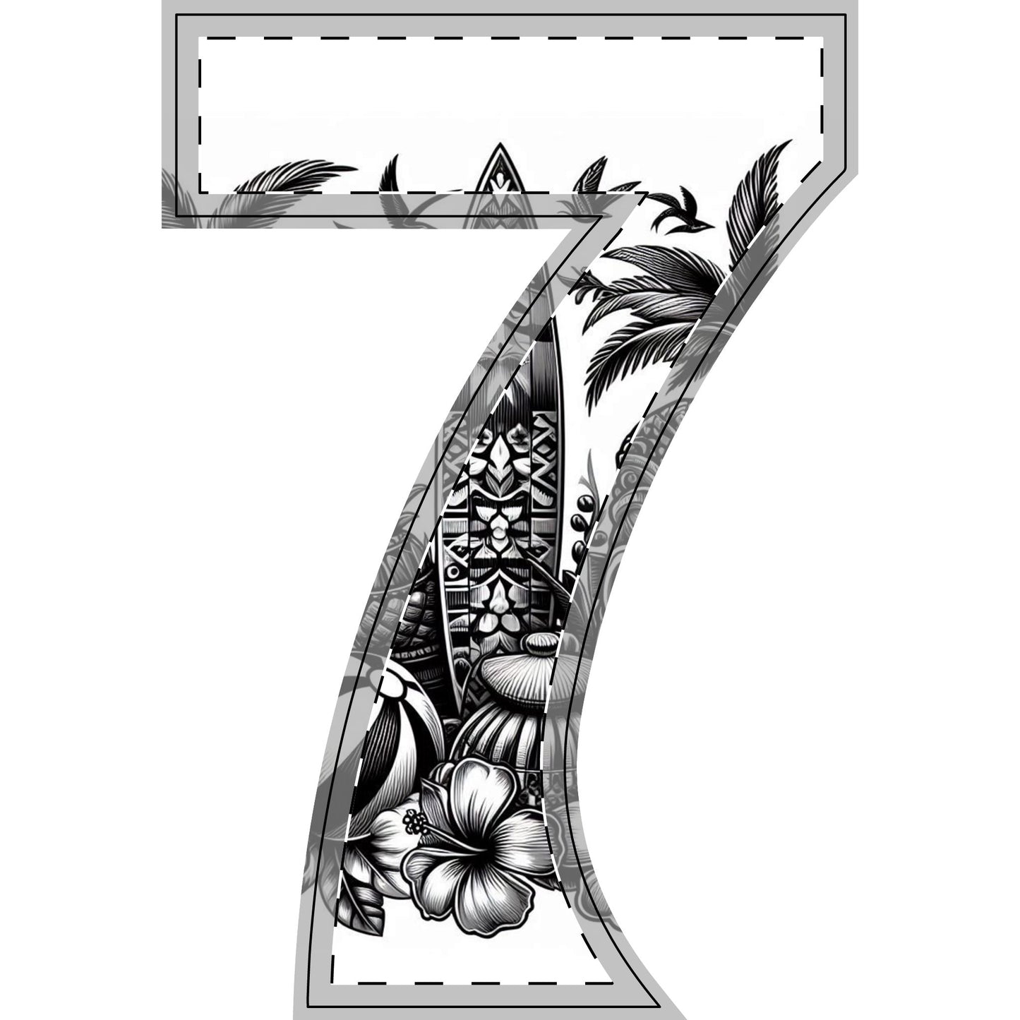 Tropical-Themed Wood Decor with Surfboard & Star Design - Hawaiian Flair