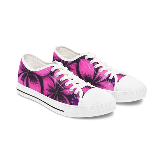 Floral Print Women's Low Top Sneakers - Stylish Casual Footwear for Everyday Wear - Hawaiian Flair