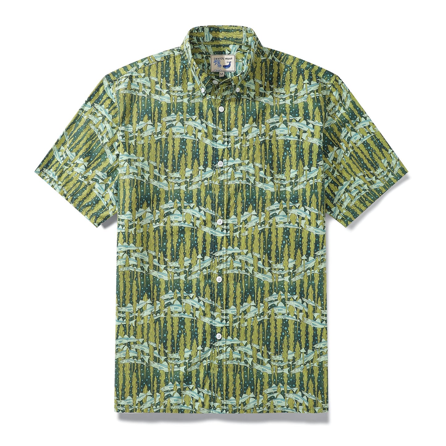Hawaiian Shirt For Men Cod and Seaweed Print Short Sleeve Cotton Button Down - Hawaiian Flair