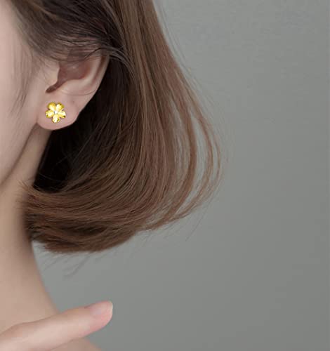 Reffeer Solid 925 Sterling Silver Plumeria Flower Stud Earrings for Women Teens Crystal Flower Stud Earrings - Hawaiian Flair