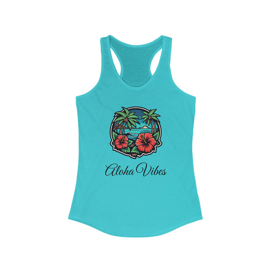 Aloha Vibes Women's Racerback Tank - Perfect for Summer Celebrations - Hawaiian Flair