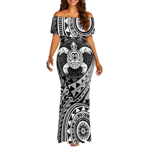 Polynesian Dresses for Women Off Shoulder Maxi Dress Puletasi Samoan Dresses S-7XL - Hawaiian Flair