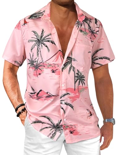 Comdecevis Men's Hawaiian Floral Shirts Short Sleeve Button Down Tropical Summer Beach Shirts - Hawaiian Flair