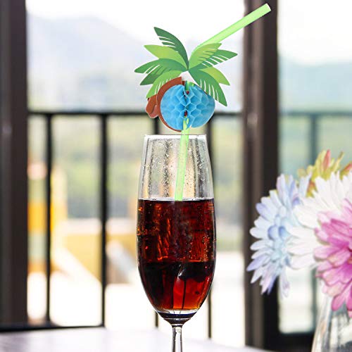ALINK 50 Umbrella Parasol Drinking Straws, Hawaiian Beach Cocktail Luau Party Decorations Supplies