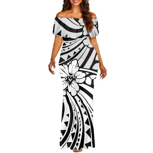 Polynesian Dresses for Women Off Shoulder Maxi Dress Puletasi Samoan Dresses S-7XL - Hawaiian Flair