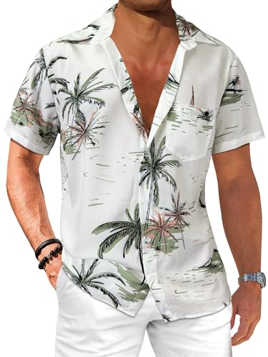 Comdecevis Men's Hawaiian Floral Shirts Short Sleeve Button Down Tropical Summer Beach Shirts - Hawaiian Flair