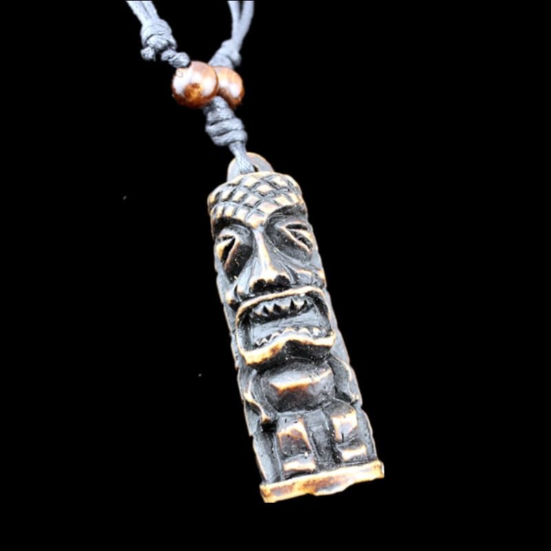 2PCS Hawaiian Protection Amulet Lucky Pendant Necklace Vintage Tiki Fish Hook Turtles Tortoise Shark Wolf Tooth Caved Satue Adjustable Rope Chain Necklaces for Men Women - Hawaiian Flair