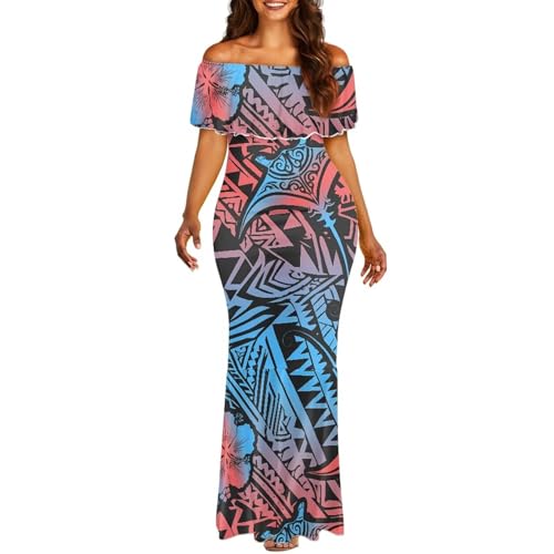 Polynesian Dresses for Women Off Shoulder Maxi Dress Puletasi Samoan Dresses S-7XL - Hawaiian Flair
