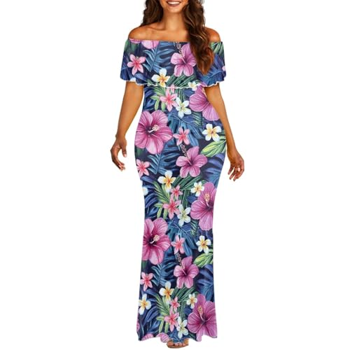Polynesian Dresses for Women Off Shoulder Maxi Dress Puletasi Samoan Dresses S-7XL - Hawaiian Flair