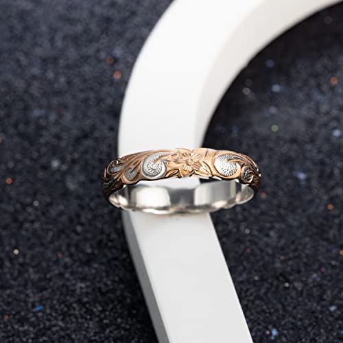 Aloha Jewelry Company 925 Sterling Silver 4mm Hawaiian Princess Plumeria Flower Scroll Ring Stackable Wedding Engagement Band, Nickel Free Hypoallergenic for Sensitive Skin, Gift Box Included