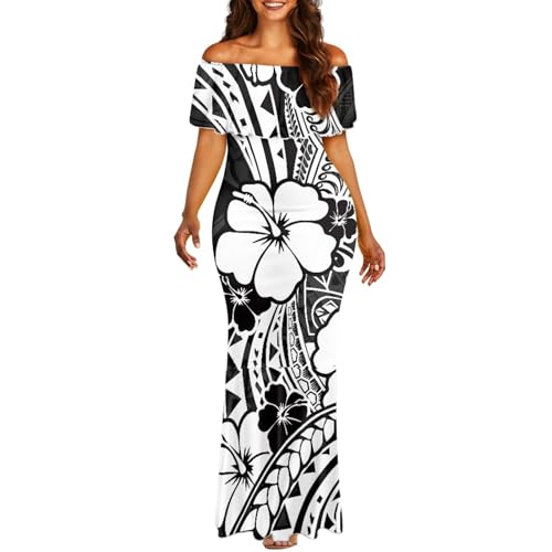 Polynesian Dresses for Women Off Shoulder Maxi Dress Puletasi Samoan Dresses S-7XL - Hawaiian Flair