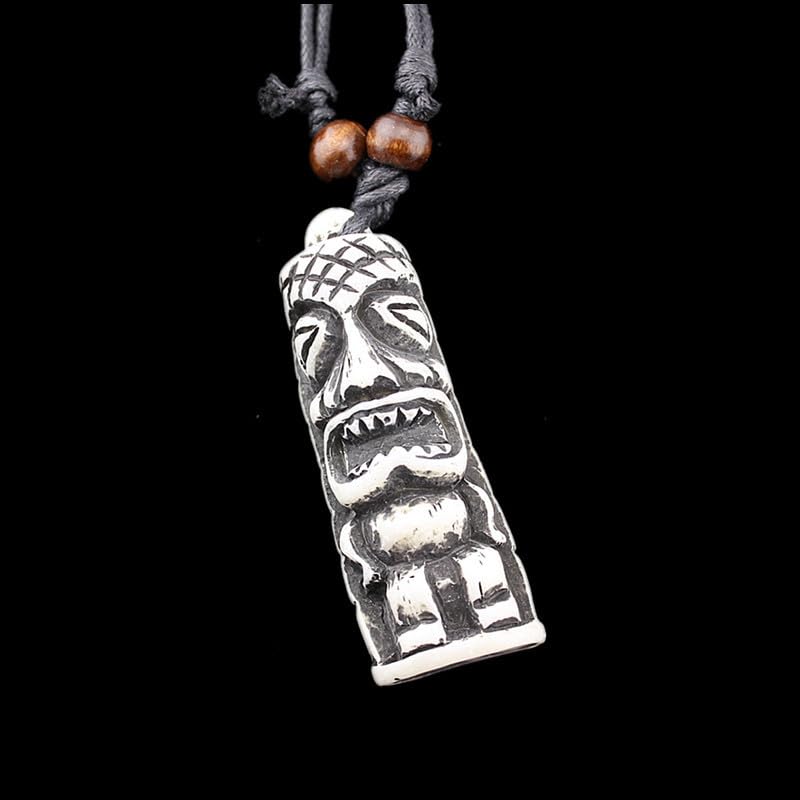 2PCS Hawaiian Protection Amulet Lucky Pendant Necklace Vintage Tiki Fish Hook Turtles Tortoise Shark Wolf Tooth Caved Satue Adjustable Rope Chain Necklaces for Men Women - Hawaiian Flair