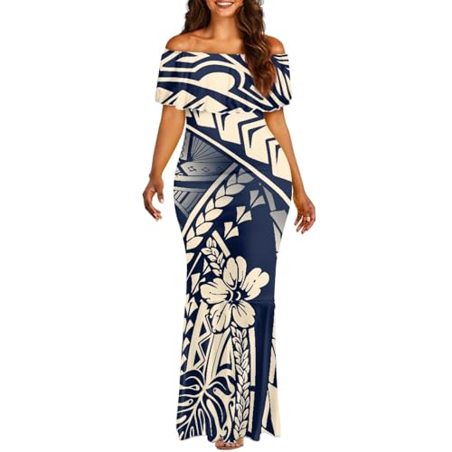 Polynesian Dresses for Women Off Shoulder Maxi Dress Puletasi Samoan Dresses S-7XL - Hawaiian Flair