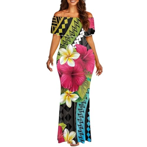 Polynesian Dresses for Women Off Shoulder Maxi Dress Puletasi Samoan Dresses S-7XL - Hawaiian Flair