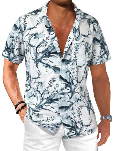 Comdecevis Men's Hawaiian Floral Shirts Short Sleeve Button Down Tropical Summer Beach Shirts - Hawaiian Flair